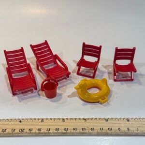 vintage playmobil geobra beach chairs Red and  Toy Set (lot 46)